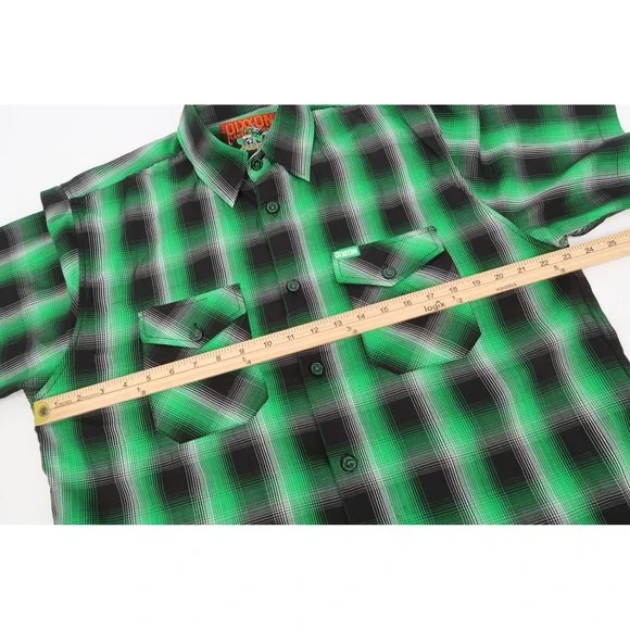 Dixxon Flannel O'Malley Irish Shirt Mens Large Green Plaid Short Sleeve St Paddy - Picture 8 of 11
